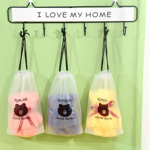 Three-piece bear shaped microfiber towel set in pink blue and yellow gift bags
