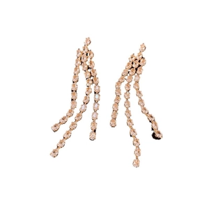 Luxurious gold-plated long tassel earrings with sparkling champagne zircon stones