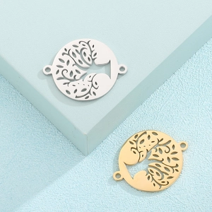 Polished stainless steel hollow Christmas tree pendants in gold and silver finishes