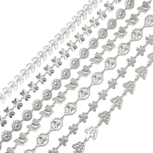 Stainless Steel Jewelry Chain DIY Butterfly Mushroom Flower Designs Creative Metal Link For Bracelet Necklace Bag Accessory