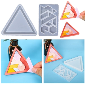 Stampo in Silicone per Puzzle a Triangolo Fai-da-te Stampo per Colata in Resina Geometrica per Bambini Strumento per Artigianato
