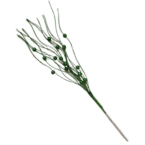Emerald green Christmas decorative branches with glitter coating for festive tree decoration