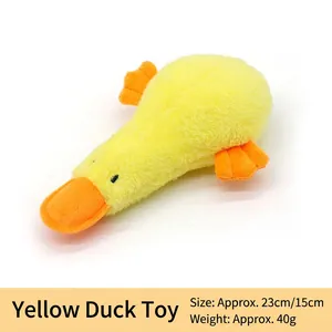 Jouet en peluche canard jaune pour chiens et chats, texture douce et sonore, taille de 23cm