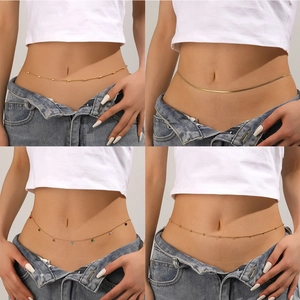 Women Gold Waist Chain Stainless Steel Beaded Body Jewelry For Summer Beach Bikini Sexy Trendy Accessory