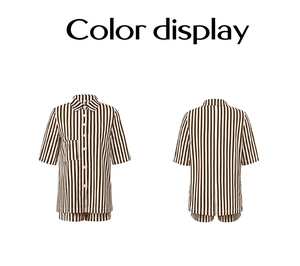 Ensemble de vacances deux pièces avec chemise rayée marron et short à taille élastique