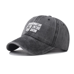 Baseball Cap Washed Cotton Letter Print Distressed Vintage Style Curved Brim Sun Protection Outdoor Unisex