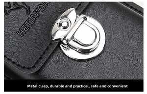 Detail of lychee pattern leather waist bag with a durable silver metal buckle