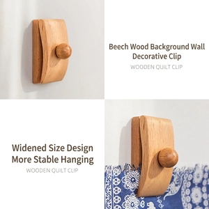 Beech wood wide wall clips for hanging quilts and tapestries with sturdy grip