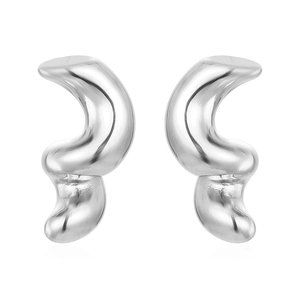 Elegant irregular twisted geometric stud earrings in polished silver finish for women