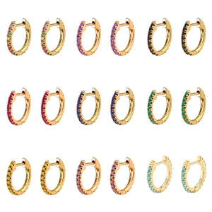 Hoop Earrings Colorful Zircon Copper 14K Gold Plated Vintage Niche Style For Women Jewelry