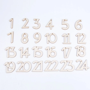 Set van lasergesneden houten cijfers 1-24 voor DIY kerst adventskalender labels