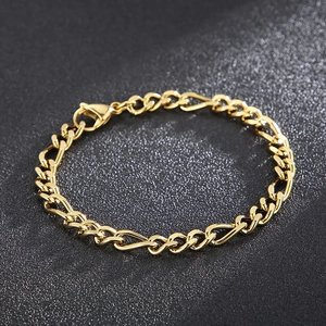 Bracelet chaîne Figaro minimaliste en acier inoxydable doré pour hommes et femmes avec mailles 3:1