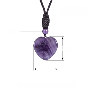 Adjustable heart shape amethyst pendant necklace with 26 inch chain and size specs