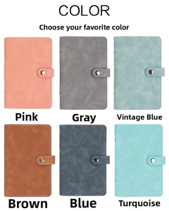 Selection of retro PU leather budget binders in six assorted Morandi colors with metal clasp