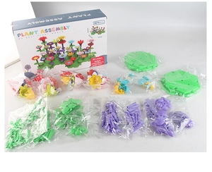 Detailed view of 164pcs creative garden building blocks set with colorful pieces in packaging