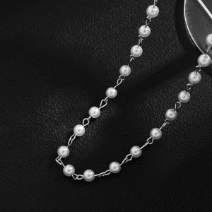 Herren Hip-Hop Perlenhalskette mit Metallkettennähten und minimalistischem Design