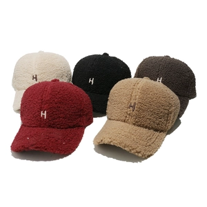 Casquette De Baseball Femme Hiver Polaire Sherpa Broderie Lettre H Chapeau Chaud Décontracté