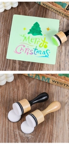 Macro detail of wood handle sponge daubers for DIY scrapbooking and gradient ink blending