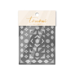 White embossed Japanese style nail art stickers with traditional Chinese patterns