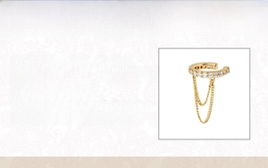 Detailed spec sheet showing 925 sterling silver 18k gold plated tassel ear cuff measurements