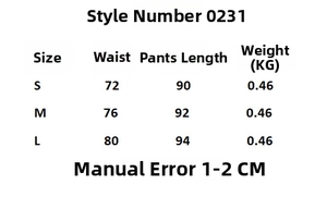 Tabella taglie dettagliata per completo blazer e pantaloni larghi con misure in centimetri