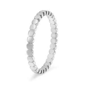 Minimalist 18K silver steel bubble chain ring for women with unique textured band design