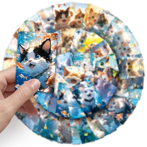 50 simpatici adesivi di gatti cartoni animati per decorare laptop e borracce