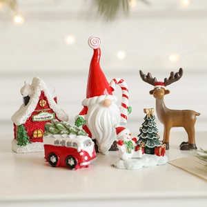 Ornements Mini Noël Résine Peints À La Main Décoration Bureau Père Noël Gnome Bonhomme Neige Renne Atelier Pour Jardin Paysage