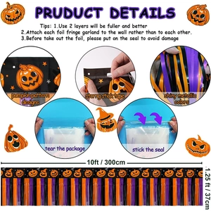 Bannière d'Halloween avec glands en aluminium orange, violet, noir et motifs de citrouilles