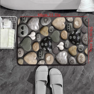 Absorbent diatomaceous earth bath mat with 3D pebble heart pattern 80x50cm size
