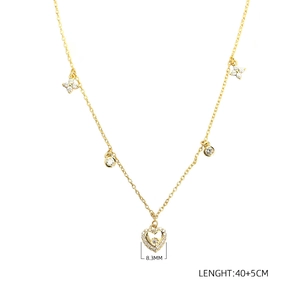 Detail showing 8.3mm gold heart pendant and 40+5cm S925 silver necklace length