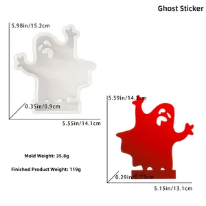 Geister-Silikonform für Halloween-Harz-Bastelarbeiten mit detaillierten Größenangaben
