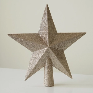 Sparkling gold sequin star tree topper with a conical base for Christmas tree decoration
