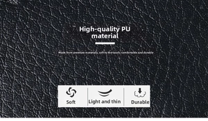 Close-up of soft black PU leather texture showing durable and lightweight material quality