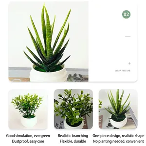 Artificial Potted Plants Realistic Plastic Succulents Aloe For Office Desk Home Decor Minimalist Maintenance Free Greenery