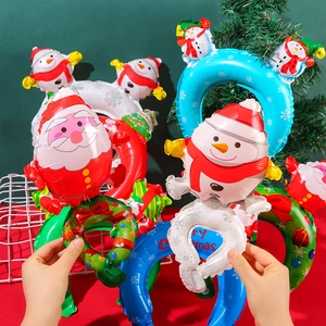 Christmas Inflatable Foil Balloons Cartoon Santa Claus Snowman Reindeer Headbands Wristbands Holiday Party Decorations Favors
