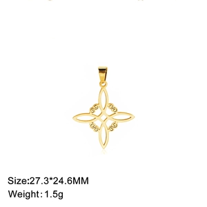 Golden stainless steel witch knot pendant with 27.3x24.6mm size and 1.5g weight