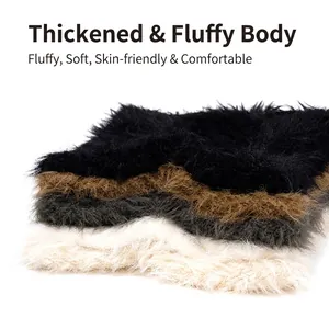Fuzzy plush winter beanie hat in four colors with thick faux fur for women's warmth