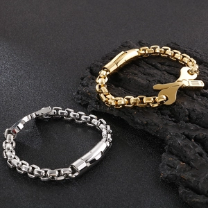 Industrial style box chain bracelet with creative wrench and screwdriver pendant charms
