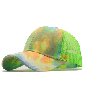 Tie Dye Mesh Baseball Cap Breathable Trucker Hat Cotton Streetwear Adjustable Casual Outdoor Sun Hat For Men Women