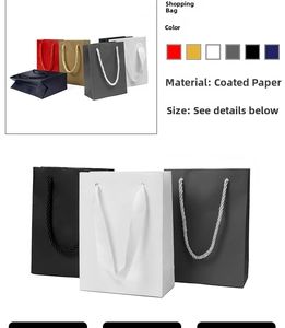 Macro detail of various colored coated paper shopping bags with premium handle options