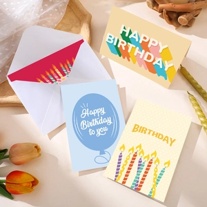 24-piece birthday card set with envelopes and stickers featuring diverse floral designs