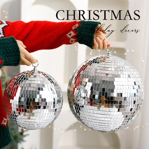 Boule Disco Miroir Argentée Ornements De Sapin De Noël Décorations Suspendues En Verre Réfléchissant Accessoires De Fête
