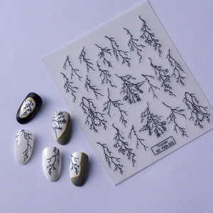 5D embossed nail stickers with black thunder texture on multiple base colors