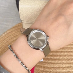 Women Quartz Watch Genuine Leather Strap Rhinestone Bezel Waterproof Fashion Elegant Shell Dial Luxury Ladies Wristwatch