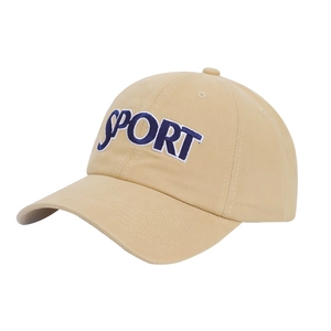 Berretto da baseball beige con ricamo SPORT blu dal design casual in stile coreano
