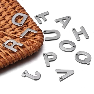 Set of minimalist stainless steel A-Z letter charms for DIY necklace and jewelry making