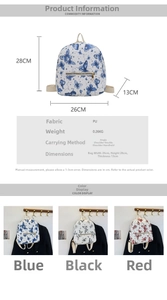 Size chart showing 26x28x13cm dimensions for butterfly print PU mini backpack