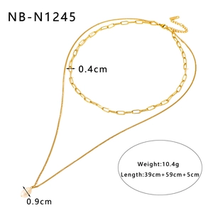 Dimensions détaillées du collier à double couche doré avec pendentif perle de 0,9cm