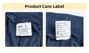 Detailed fabric wash label showing 95% polyester and 5% elastane material for casual sportswear